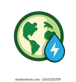 energy icon. water energy. hydroelectric power. Collection of renewable energy, ecology and green electricity icons. colored flat design style. vector design