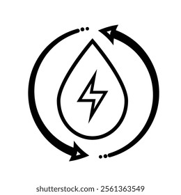 energy icon. water energy and twisting arrows. hydroelectric power plant. Collection of renewable energy, ecology and green electricity icons. Line design style