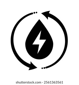 energy icon. water energy and twisting arrows. hydroelectric power plant. Collection of renewable energy, ecology and green electricity icons. Solid design style