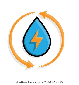 energy icon. water energy and twisting arrows. hydroelectric power plant. Collection of renewable energy, ecology and green electricity icons. colored flat design style