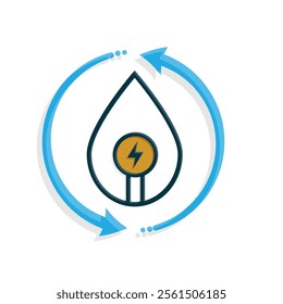 energy icon. water energy and twisting arrows. hydroelectric power plant. Collection of renewable energy, ecology and green electricity icons. mixed design style