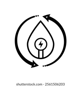energy icon. water energy and twisting arrows. hydroelectric power plant. Collection of renewable energy, ecology and green electricity icons. Line design style