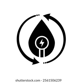 energy icon. water energy and twisting arrows. hydroelectric power plant. Collection of renewable energy, ecology and green electricity icons. Solid design style