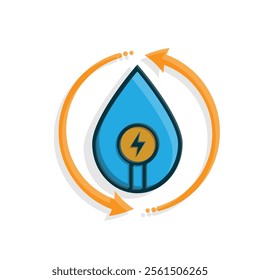 energy icon. water energy and twisting arrows. hydroelectric power plant. Collection of renewable energy, ecology and green electricity icons. colored flat design style