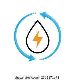 energy icon. water energy and twisting arrows. hydroelectric power plant. Collection of renewable energy, ecology and green electricity icons. mixed design style
