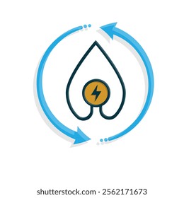 energy icon. water energy and twisting arrows. hydroelectric power plant. Collection of renewable energy, ecology and green electricity icons. mixed design style