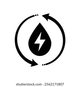 energy icon. water energy and twisting arrows. hydroelectric power plant. Collection of renewable energy, ecology and green electricity icons. Solid design style