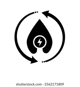 energy icon. water energy and twisting arrows. hydroelectric power plant. Collection of renewable energy, ecology and green electricity icons. Solid design style