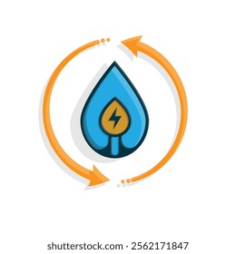 energy icon. water energy and twisting arrows. hydroelectric power plant. Collection of renewable energy, ecology and green electricity icons. colored flat design style