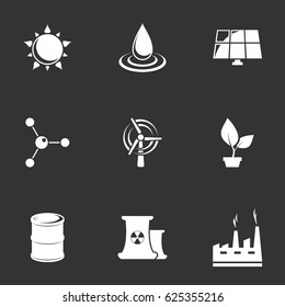 Energy icons. Black background