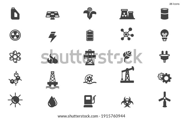 Energy icons - Black series stock\
illustration Icon, Fuel and Power Generation, Electricity, Power\
Line stock illustration