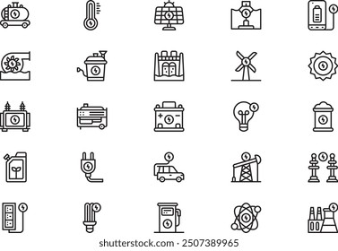 Energy icons collection is a vector illustration with editable stroke.