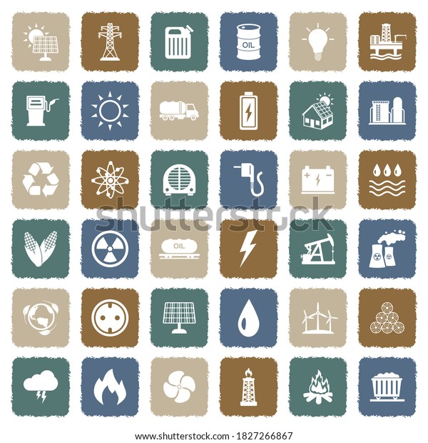 Energy Icons. Grunge Color Flat Design.\
Vector Illustration.