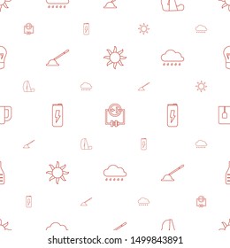 energy icons pattern seamless white background. Included editable line sun, Electricity, treadmill, arm lever, protein powder, tea cup icons. energy icons for web and mobile.