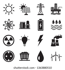 Energy Icons. Set 2. Black Flat Design. Vector Illustration. 