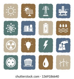 Energy Icons. Set 2. Grunge Color Flat Design. Vector Illustration. 