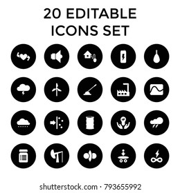 Energy icons. set of 20 editable filled energy icons such as thunder, boxing bag, atom, mill, endless battery, electricity. best quality energy elements in trendy style.