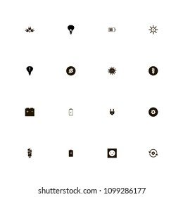 Energy icons set. accumulator, solar, charge and solar energy