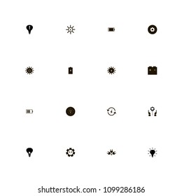 Energy icons set. battery, leaf in bulb, renewable energy and sprout in gear