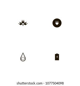 Energy icons set. battery, plug, electricity and solar