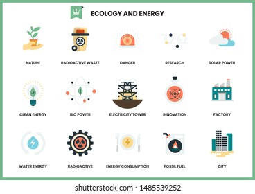 energy icons set for business, marketing, management