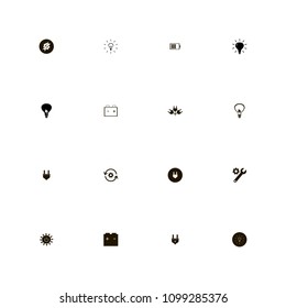 Energy icons set. charge, plus and minus, power  and arrows