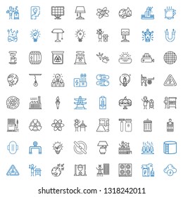 energy icons set. Collection of energy with brainstorm, battery, stove, infrared, bonfire, global warming, gas, nuclear, industry tank, fire. Editable and scalable energy icons.