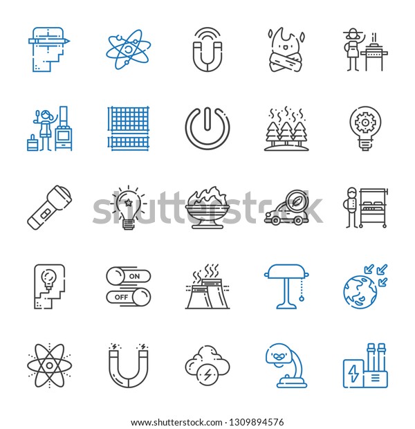 energy icons\
set. Collection of energy with industry, lamp, brainstorm, magnet,\
atom, global warming, desk lamp, switch, thinking, burning grill.\
Editable and scalable energy\
icons.