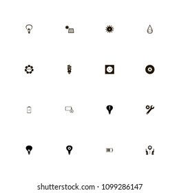 Energy icons set. electricity, battery, no energy and cogwheel