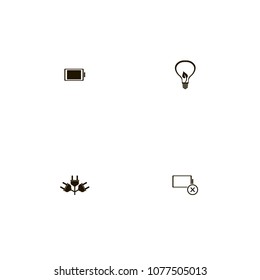 Energy icons set. electricity, full battery, charge and battery