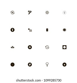 Energy icons set. leaf in bulb, lightning, solar panel and lighting