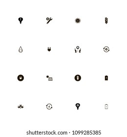 Energy icons set. light, lighting, energy battery and attention
