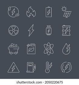 Energy icons set. Energy pack symbol vector elements for infographic web