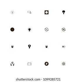 Energy icons set. plug, not full, charge and tech progress