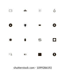 Energy icons set. plus and minus, dead battery, plugs and update