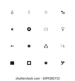 Energy icons set. power , plus and minus, dead battery and energy battery