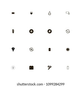 Energy icons set. renewable energy, attention, energy battery and light