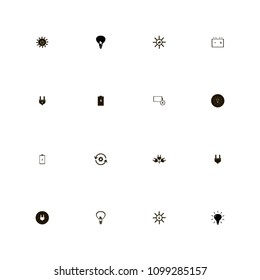 Energy icons set. solar, eco energy, leaves in sun and plug