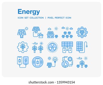 Energy Icons Set. UI Pixel Perfect Well-crafted Vector Thin Line Icons. The illustrations are a vector.