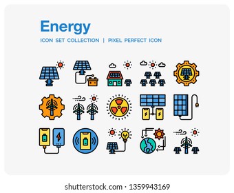 Energy Icons Set. UI Pixel Perfect Well-crafted Vector Thin Line Icons. The illustrations are a vector.