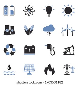 Energy Icons. Two Tone Flat Design. Vector Illustration.