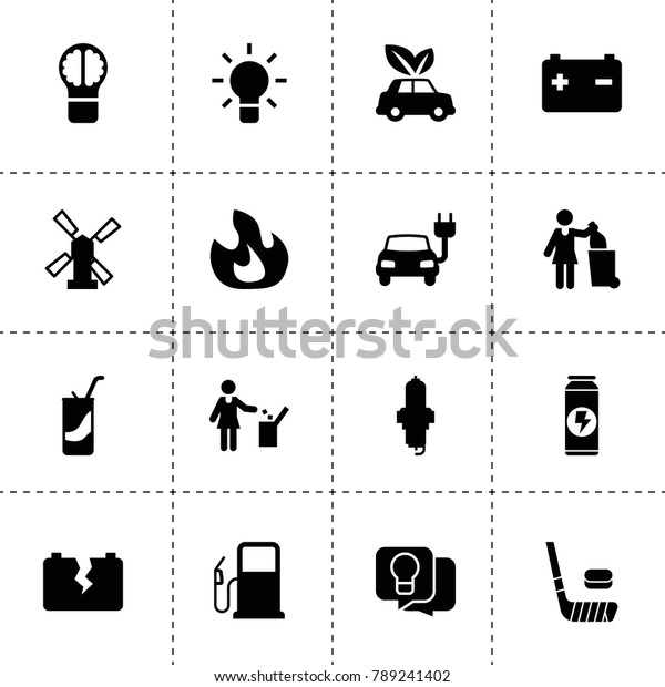 Energy icons. vector collection\
filled energy icons. includes symbols such as fire, windmill, bulb,\
spark plug, car battery. use for web, mobile and ui\
design.