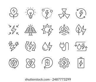 Energy Icons - Vector Line. Editable Stroke.