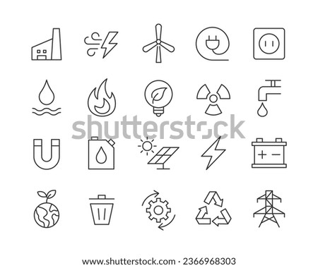 Energy Icons - Vector Line. Editable Stroke.