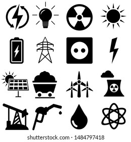 Energy Icons vector set. power illustration symbol. electricity sign or logo collection.