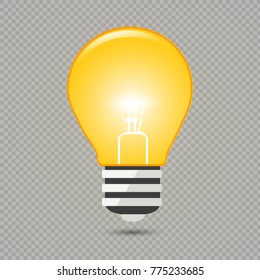  Energy and idea symbol. Vector illustration. Light bulb with rays shine.