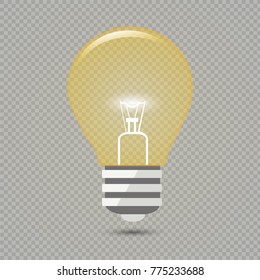  Energy and idea symbol. Vector illustration. Light bulb with rays shine.
