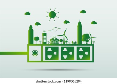 Energy ideas save the world concept Power plug green ecology 
