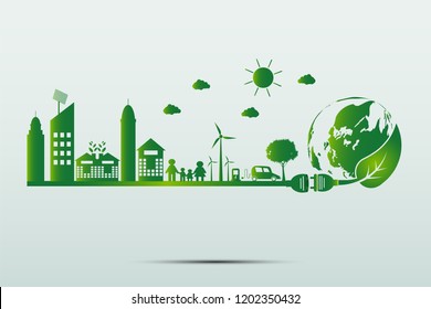 Energy Ideas Save The World Concept Power Plug Green Ecology 