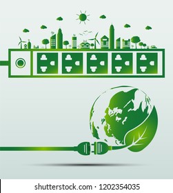 Energy ideas save the world concept Power plug green ecology 